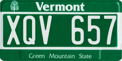 VT license plate XQV657