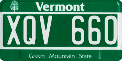 VT license plate XQV660