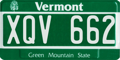 VT license plate XQV662