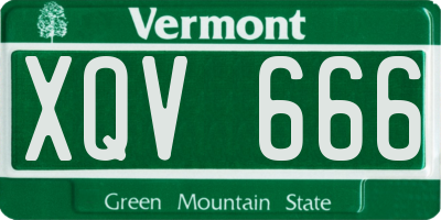 VT license plate XQV666