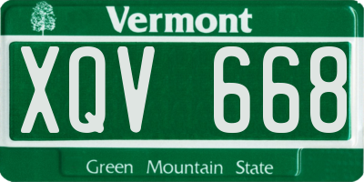 VT license plate XQV668