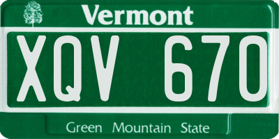 VT license plate XQV670