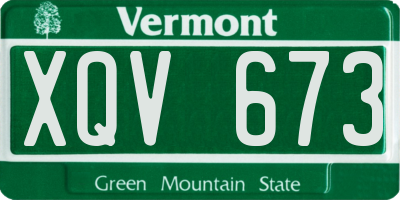 VT license plate XQV673