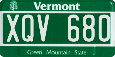 VT license plate XQV680