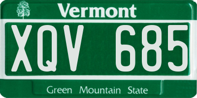 VT license plate XQV685