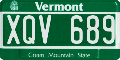 VT license plate XQV689