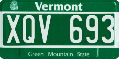 VT license plate XQV693