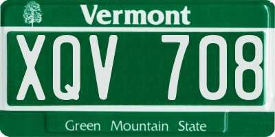 VT license plate XQV708