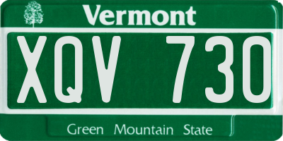 VT license plate XQV730
