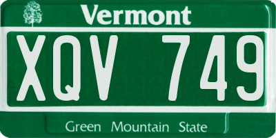 VT license plate XQV749