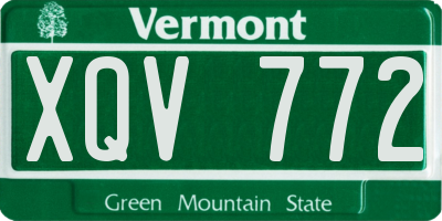 VT license plate XQV772