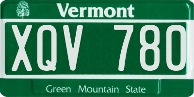 VT license plate XQV780