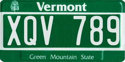 VT license plate XQV789