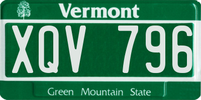 VT license plate XQV796