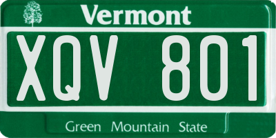 VT license plate XQV801