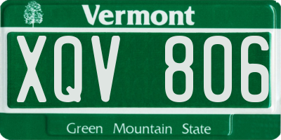 VT license plate XQV806