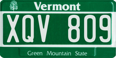 VT license plate XQV809