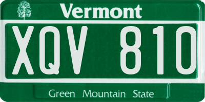 VT license plate XQV810