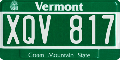 VT license plate XQV817