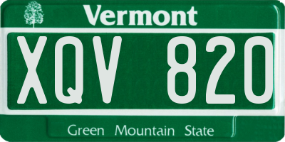 VT license plate XQV820