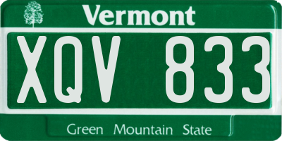 VT license plate XQV833