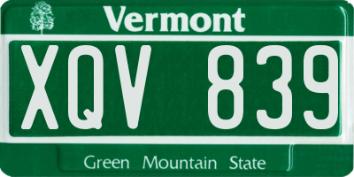 VT license plate XQV839