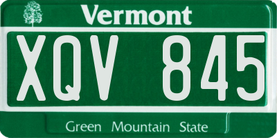 VT license plate XQV845