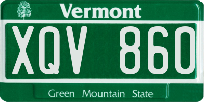 VT license plate XQV860