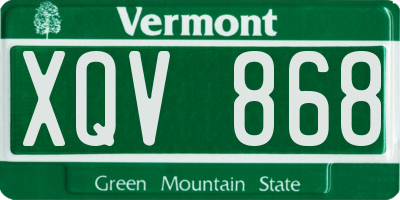 VT license plate XQV868