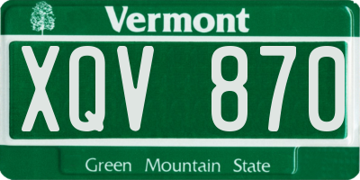 VT license plate XQV870