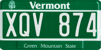 VT license plate XQV874