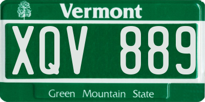 VT license plate XQV889