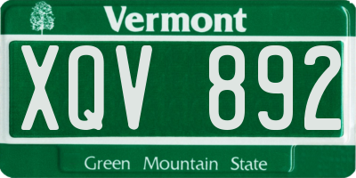VT license plate XQV892