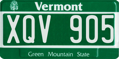 VT license plate XQV905