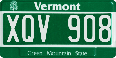 VT license plate XQV908