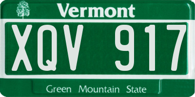 VT license plate XQV917