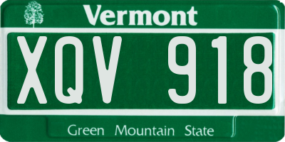 VT license plate XQV918