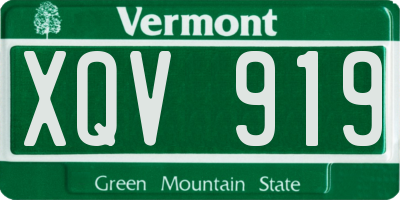 VT license plate XQV919