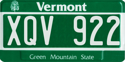 VT license plate XQV922