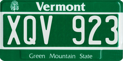 VT license plate XQV923