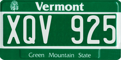 VT license plate XQV925