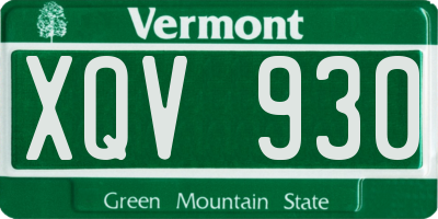 VT license plate XQV930
