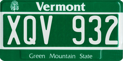 VT license plate XQV932