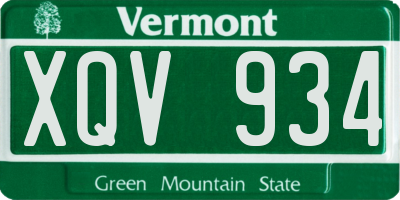 VT license plate XQV934