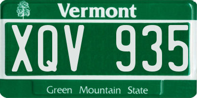 VT license plate XQV935