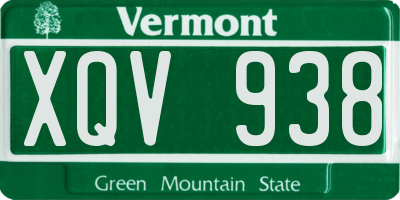 VT license plate XQV938