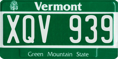 VT license plate XQV939