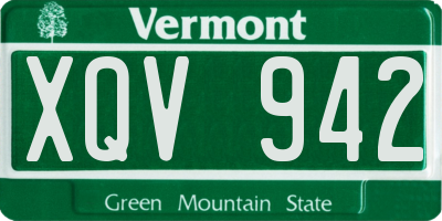 VT license plate XQV942