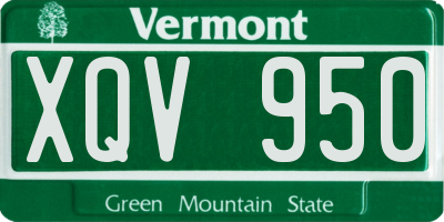 VT license plate XQV950
