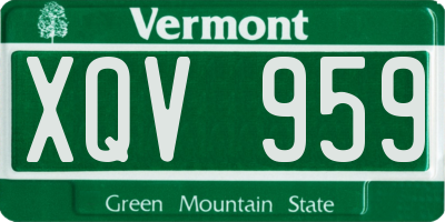 VT license plate XQV959